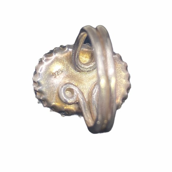 Natural Quartz Druzy Sparkling Cluster Ring 925 Silver Size 7.5 - Picture 8 of 11